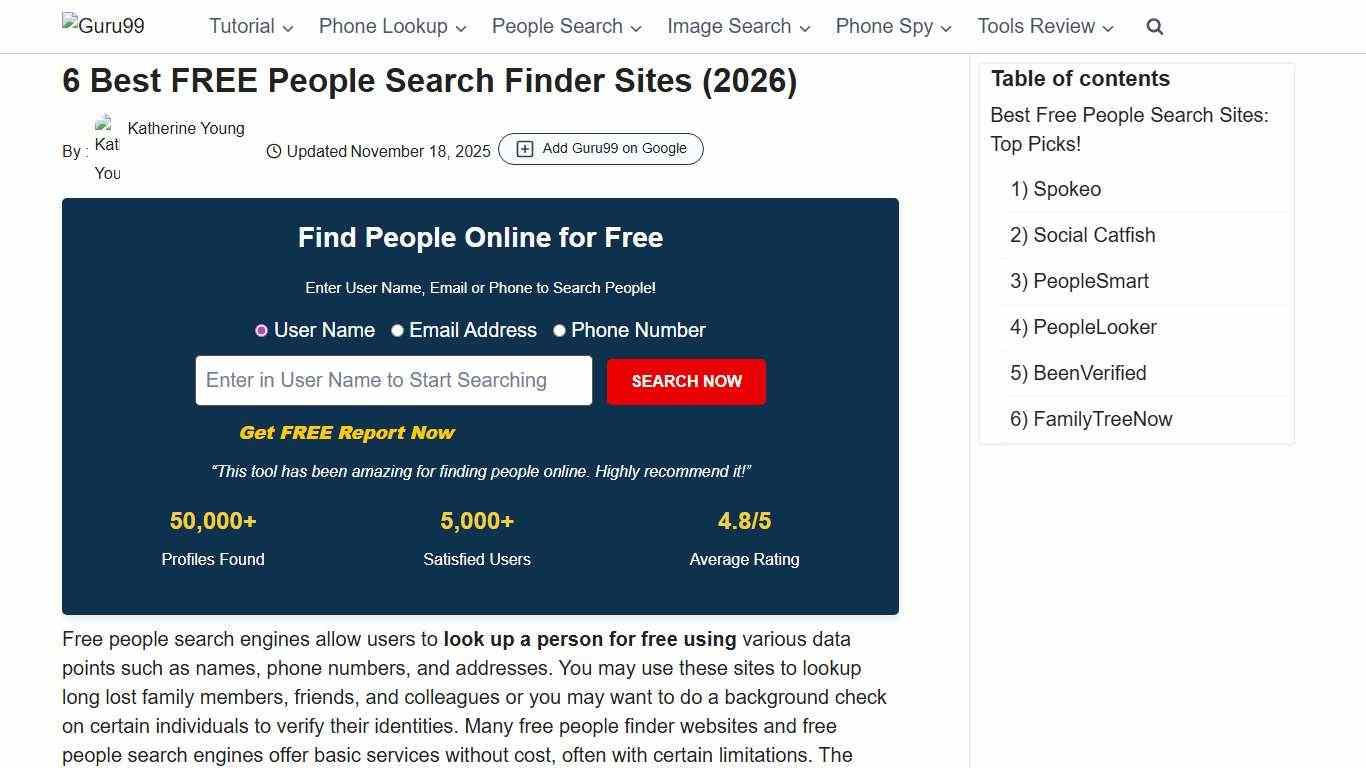 6 Best FREE People Search Finder Sites (2026)