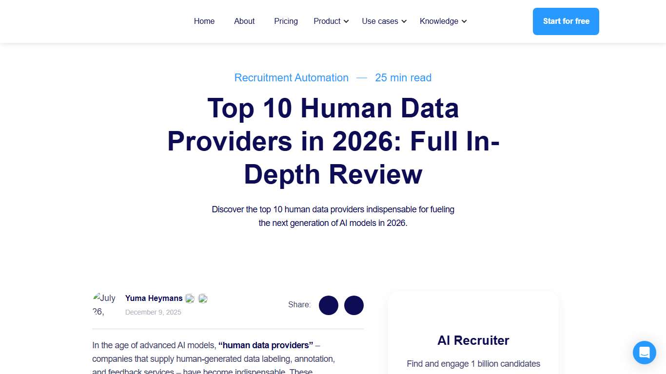 Top 10 Human Data Providers in 2026: Full In-Depth Review